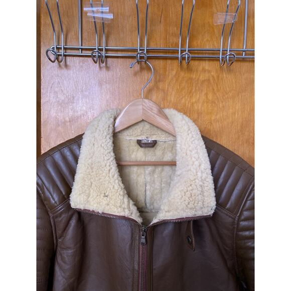 Men's B3 Flight Pilot RAF Aviator Shearling Sheepskin Leather Bomber Jacket Sz M - Picture 4 of 12
